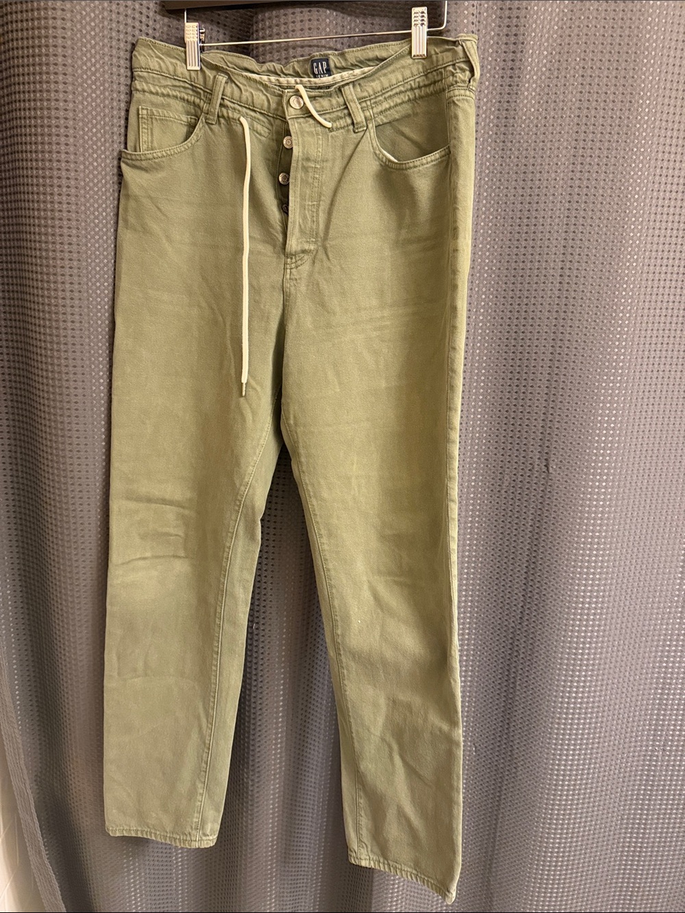GAP Olive Drawstring High-Rise Button-Fly Pants
